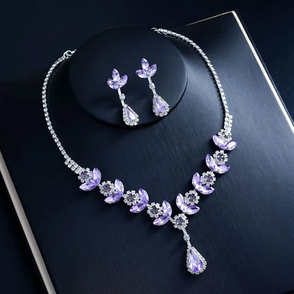 ✨ Elegant Crystal Necklace & Diamante Earrings Jewellery Set ✨
