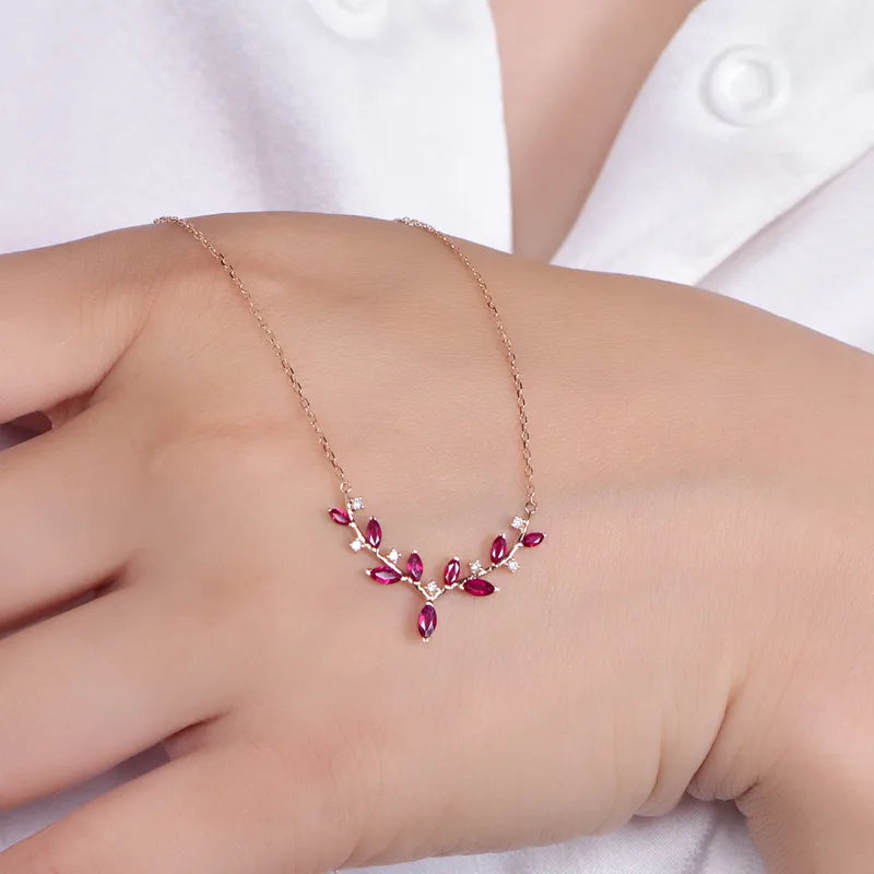 ✨ Sterling Silver 925 Deer Antler Red Gem Necklace (In Gold/Silver!)✨