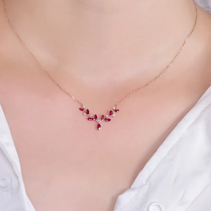 ✨ Sterling Silver 925 Deer Antler Red Gem Necklace (In Gold/Silver!)✨