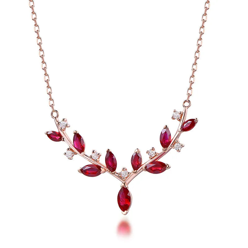✨ Sterling Silver 925 Deer Antler Red Gem Necklace (In Gold/Silver!)✨