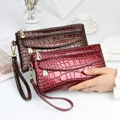 🐍👜 Elegant Women's Snake Skin Effect PU Leather Clutch Bag 👜🐍