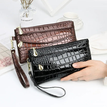 🐍👜 Elegant Women's Snake Skin Effect PU Leather Clutch Bag 👜🐍
