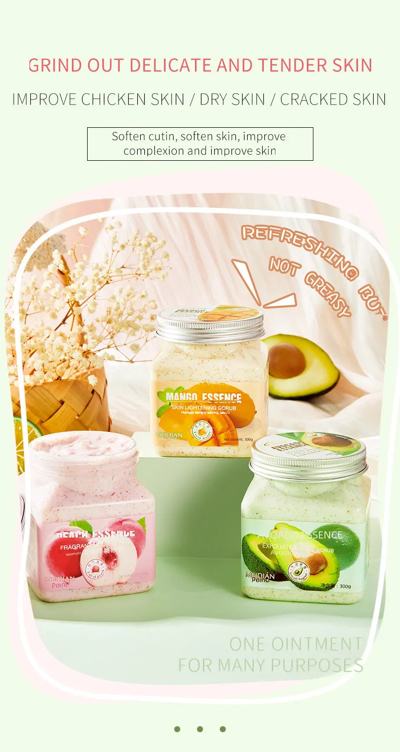 🍑🥑🥭 3pc Fruit Body Scrub Bundle 🥭🥑🍑