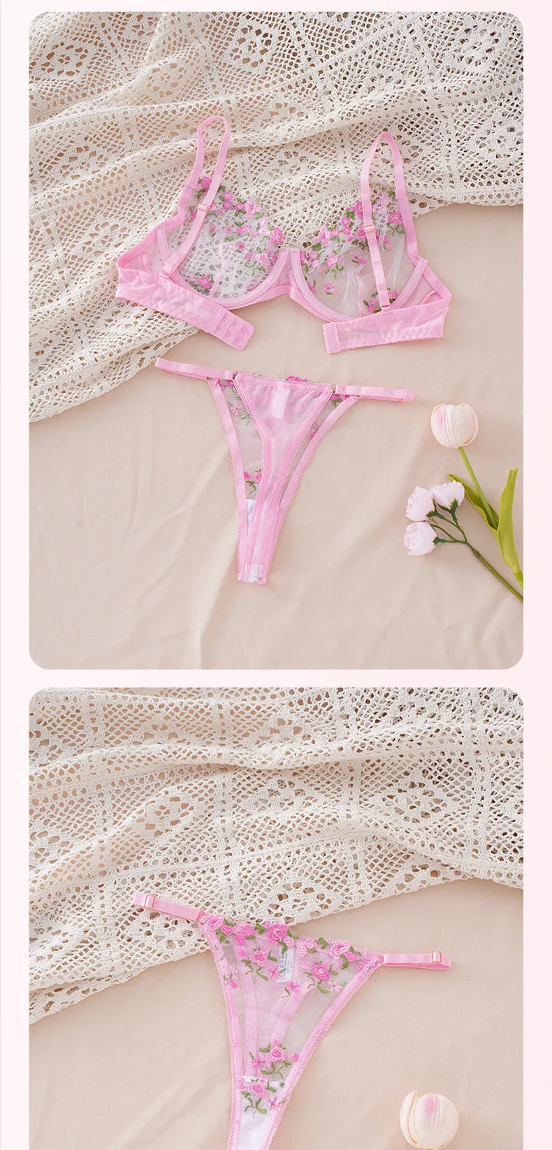 🌸 Pink Floral Embroidery Set 🌸
