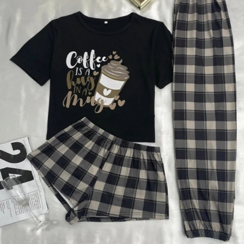 ☕ Three-Piece Set – Coffee Is A Hug In A Mug Sleepwear! ☕