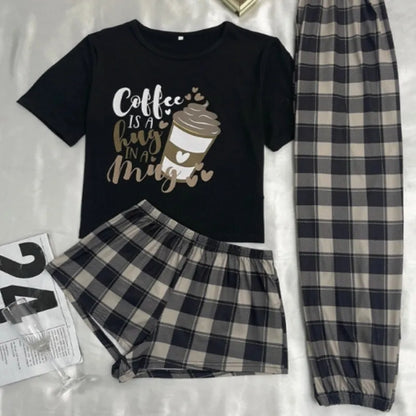 ☕ Three-Piece Set – Coffee Is A Hug In A Mug Sleepwear! ☕