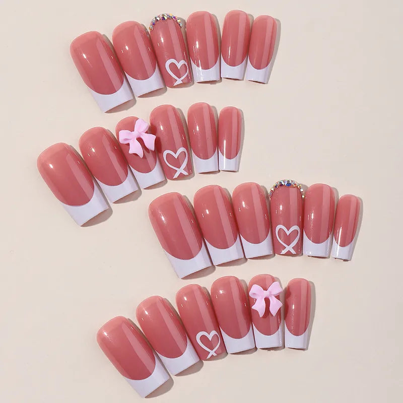🎀 Pink Bow False Nails 🎀