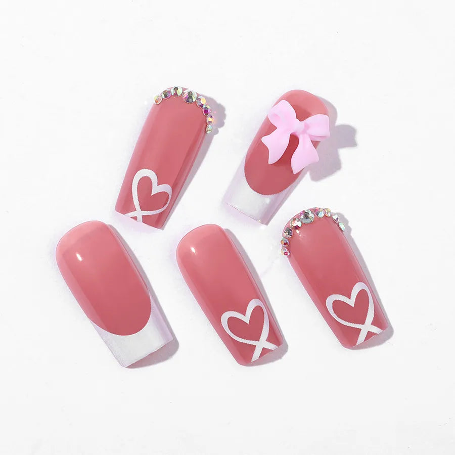 🎀 Pink Bow False Nails 🎀