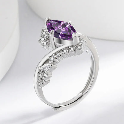 💜 Purple Quartz Horse Eye Zircon Ring 💜