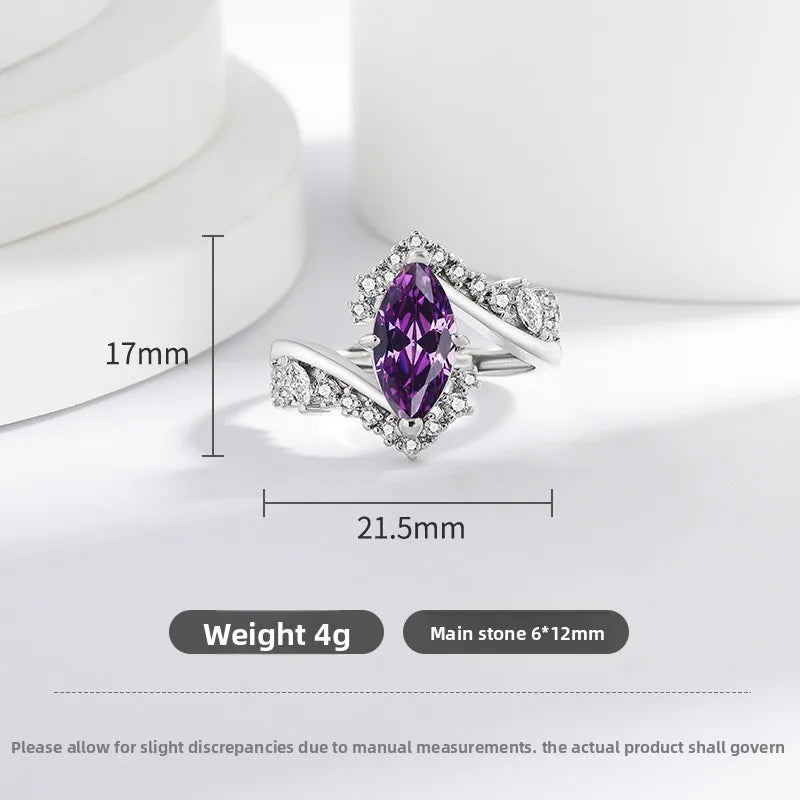 💜 Purple Quartz Horse Eye Zircon Ring 💜