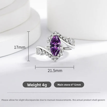 💜 Purple Quartz Horse Eye Zircon Ring 💜