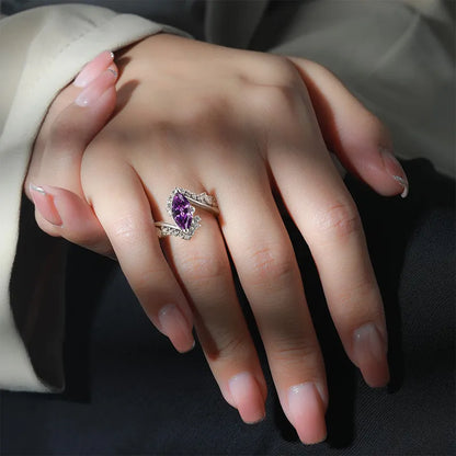 💜 Purple Quartz Horse Eye Zircon Ring 💜
