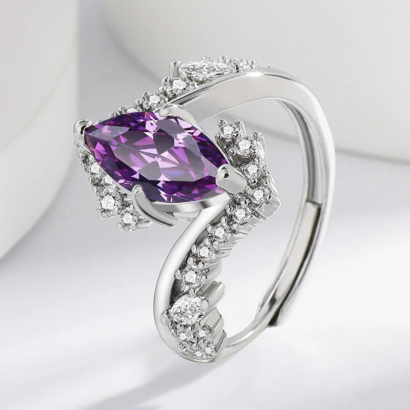💜 Purple Quartz Horse Eye Zircon Ring 💜