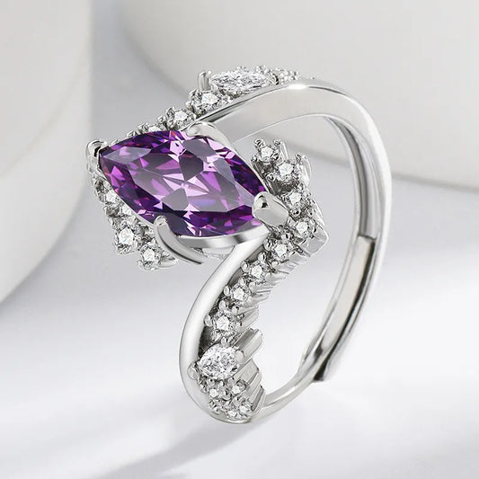 💜 Purple Quartz Horse Eye Zircon Ring 💜
