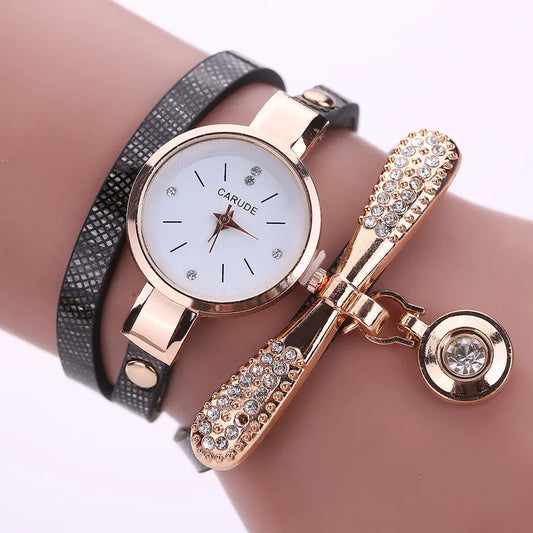 ⌚ Stainless Steel Pleather Alloy Women's Watches - Black ⌚