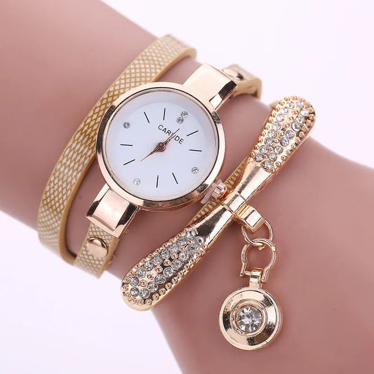 ⌚ Stainless Steel Pleather Alloy Women's Watches - Beige ⌚