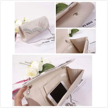 ✨💎 Champagne Diamond-Embedded Folded Evening Bag 💎✨