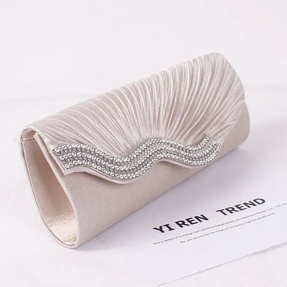✨💎 Champagne Diamond-Embedded Folded Evening Bag 💎✨