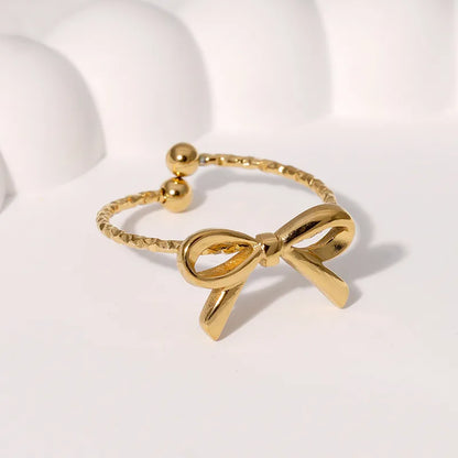 🎀✨ 3pc Gold Bow Adjustable Rings Set ✨🎀