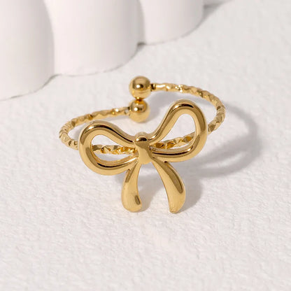 🎀✨ 3pc Gold Bow Adjustable Rings Set ✨🎀