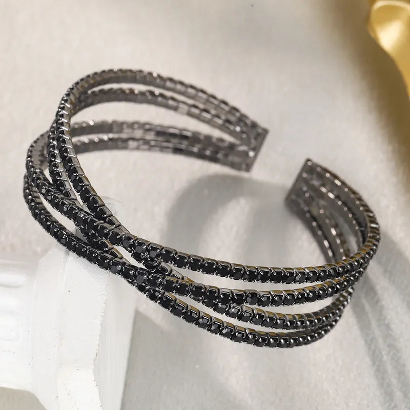 ✨ Multi-Layered Diamante Bracelet – Silver or Black ✨