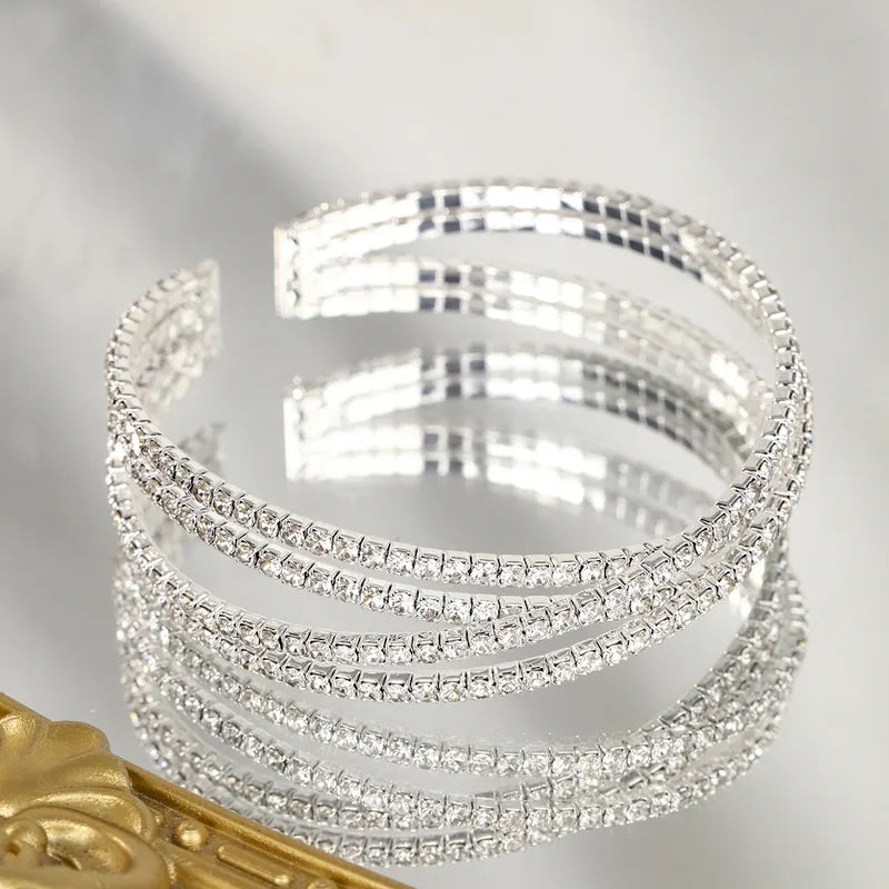 ✨ Multi-Layered Diamante Bracelet – Silver or Black ✨