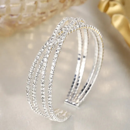 ✨ Multi-Layered Diamante Bracelet – Silver or Black ✨