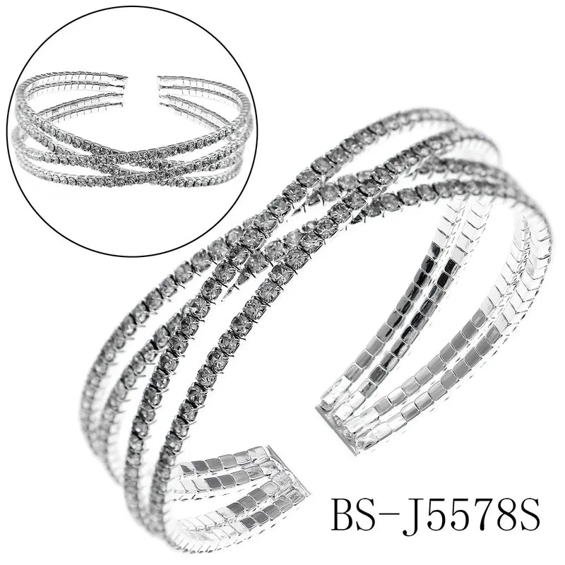 ✨ Multi-Layered Diamante Bracelet – Silver or Black ✨