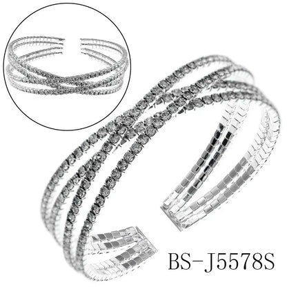 ✨ Multi-Layered Diamante Bracelet – Silver or Black ✨