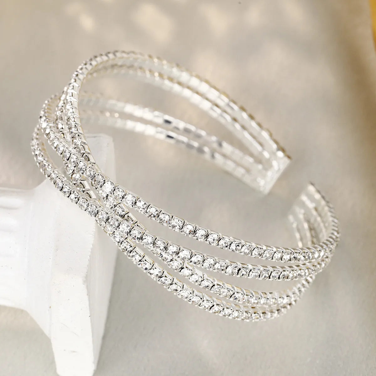 ✨ Multi-Layered Diamante Bracelet – Silver or Black ✨