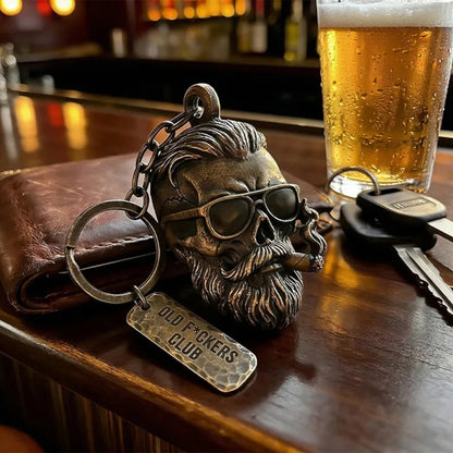 💀🔑 “Old F*ckers Club” Skull Keyring 🔑 💀
