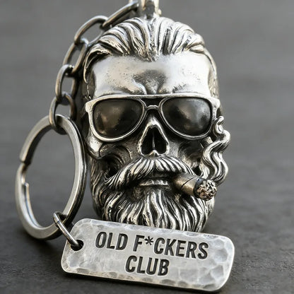 💀🔑 “Old F*ckers Club” Skull Keyring 🔑 💀