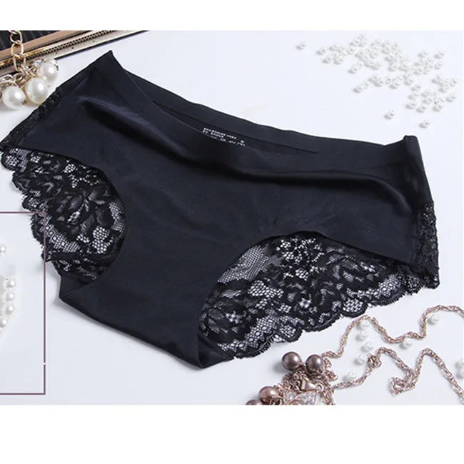 🩲 6pc Flower Lace Seamless Breathable Mid Waist Knickers 🩲