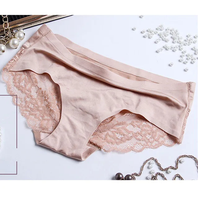 🩲 6pc Flower Lace Seamless Breathable Mid Waist Knickers 🩲