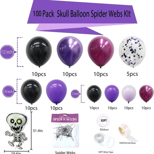 💀 100pc Funny Skull Halloween Balloon Set 💀