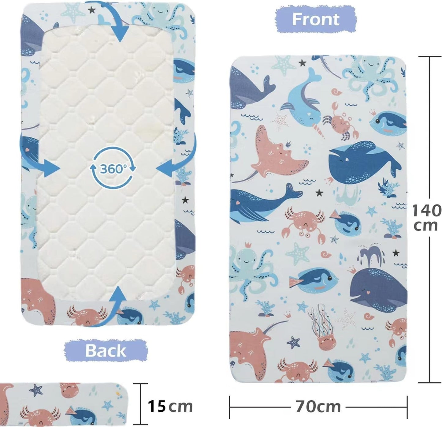 🦕🐳 Pack Of 2 Hypoallergenic Baby Cot Bed Fitted Sheets 🐳🦕