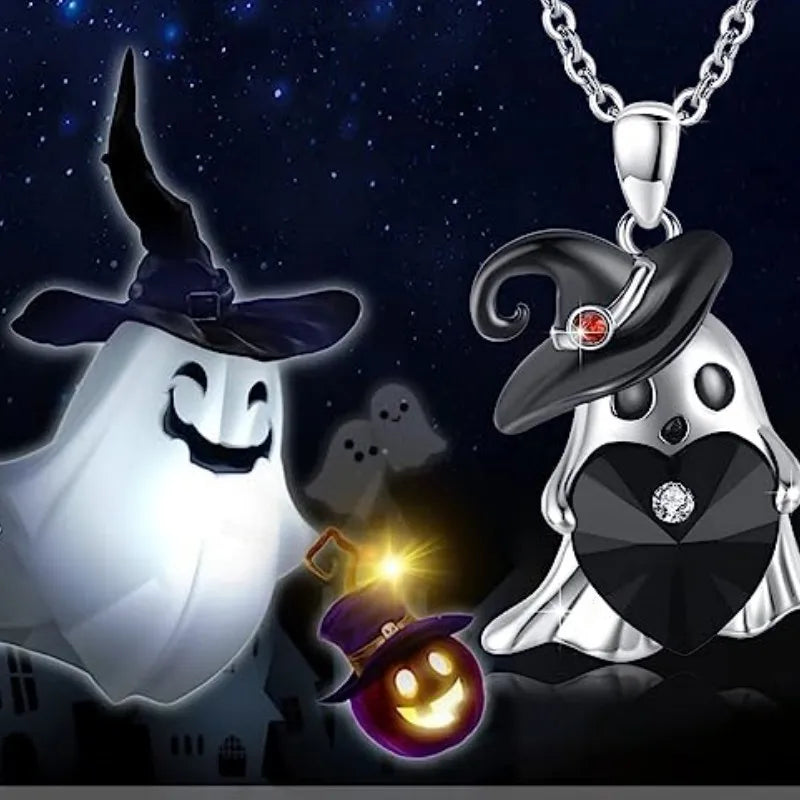 👻 Lil Ghostie Black Witch Hat Necklace 👻