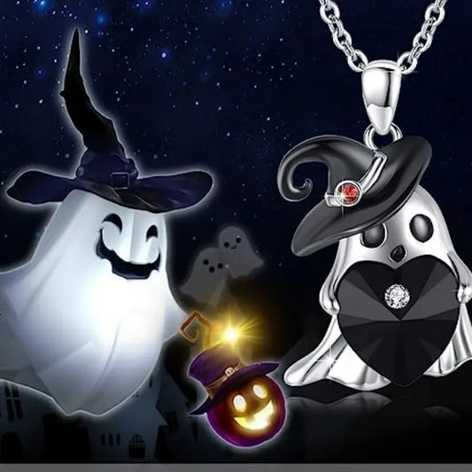 👻 Lil Ghostie Black Witch Hat Necklace 👻