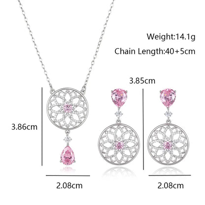 🌸 Pink Diamanté Necklace & Earrings Set 🌸