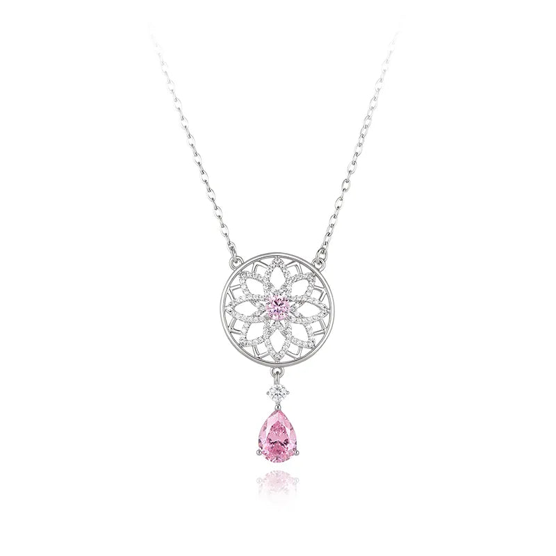 🌸 Pink Diamanté Necklace & Earrings Set 🌸