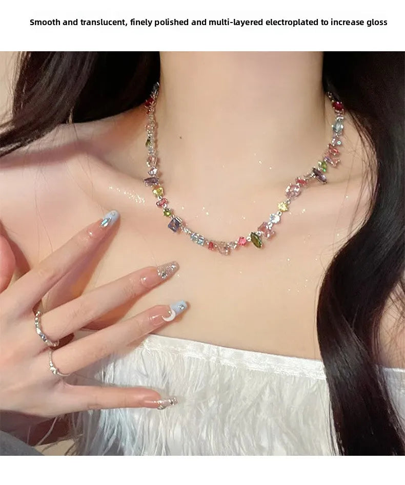 🌈 Crystal Candy Rhinestone Bracelet & Necklace Set 🌈