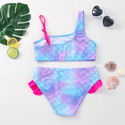 🧜 Girl’s Fish Scales Split Swimsuit 🧜