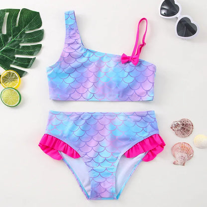 🧜 Girl’s Fish Scales Split Swimsuit 🧜