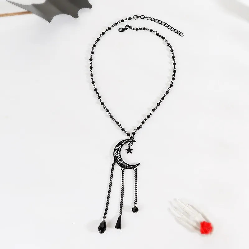 🖤⭐ Gothic Retro Star & Moon Black Necklace ⭐🖤