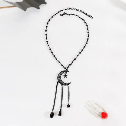 🖤⭐ Gothic Retro Star & Moon Black Necklace ⭐🖤
