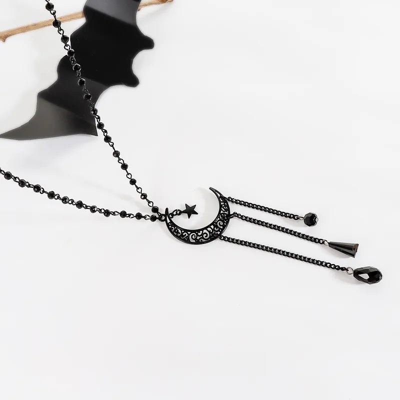 🖤⭐ Gothic Retro Star & Moon Black Necklace ⭐🖤