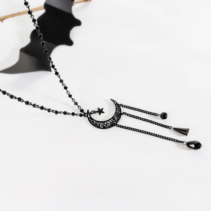 🖤⭐ Gothic Retro Star & Moon Black Necklace ⭐🖤