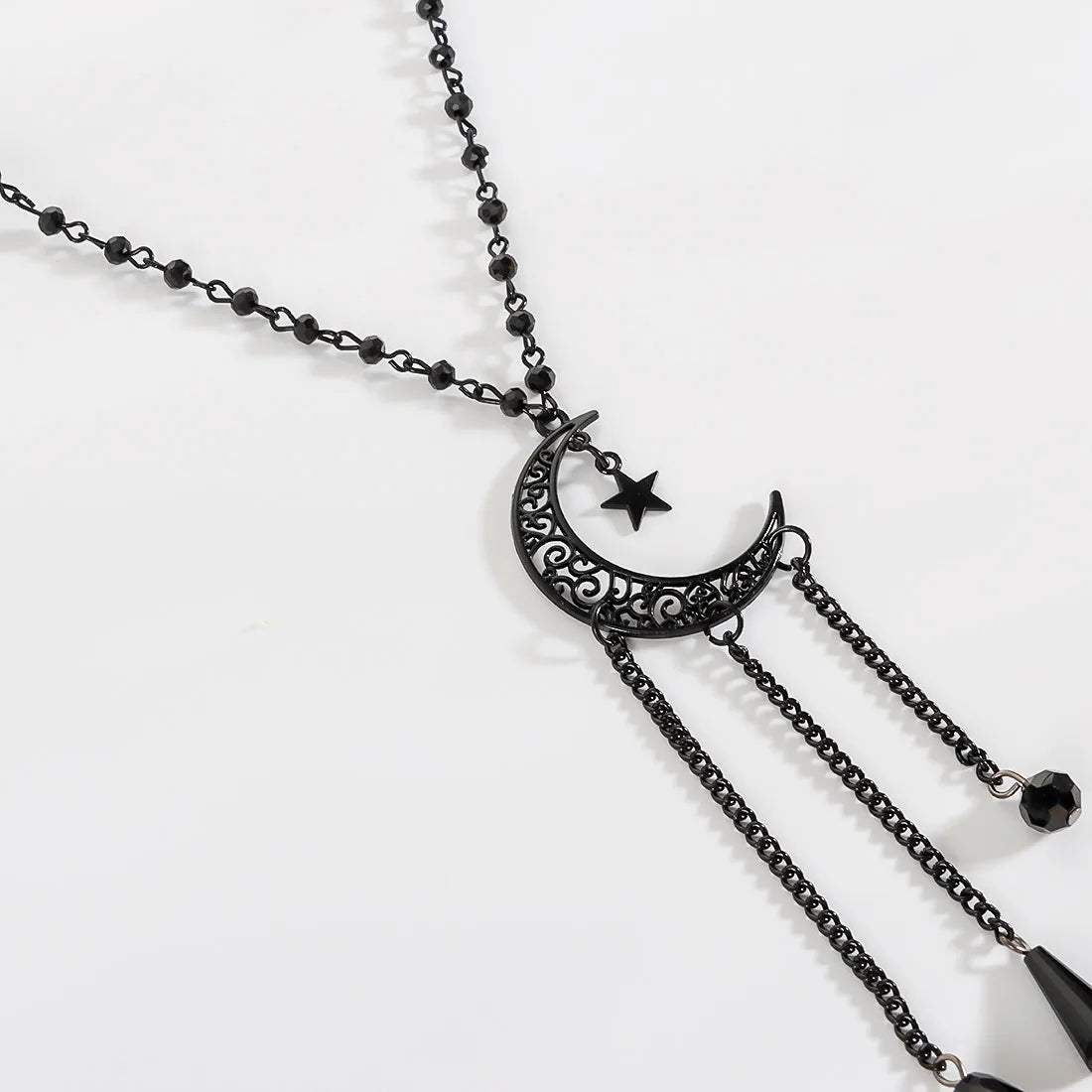 🖤⭐ Gothic Retro Star & Moon Black Necklace ⭐🖤