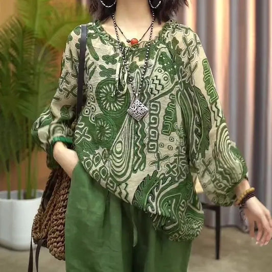 🍃 Green Long Sleeve Printed Shirt 🍃