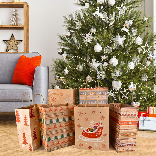 🎁 24pc Christmas Kraft Gift Bags 🎁
